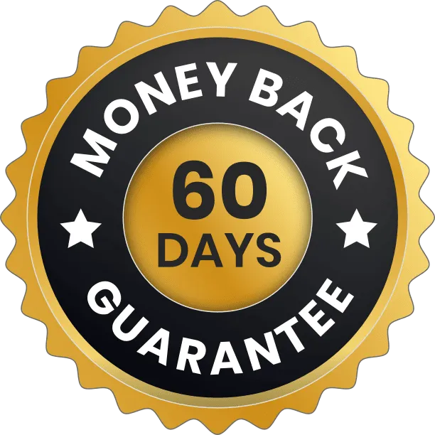 60-day money-back guarantee badge for the current Quietum Plus offer