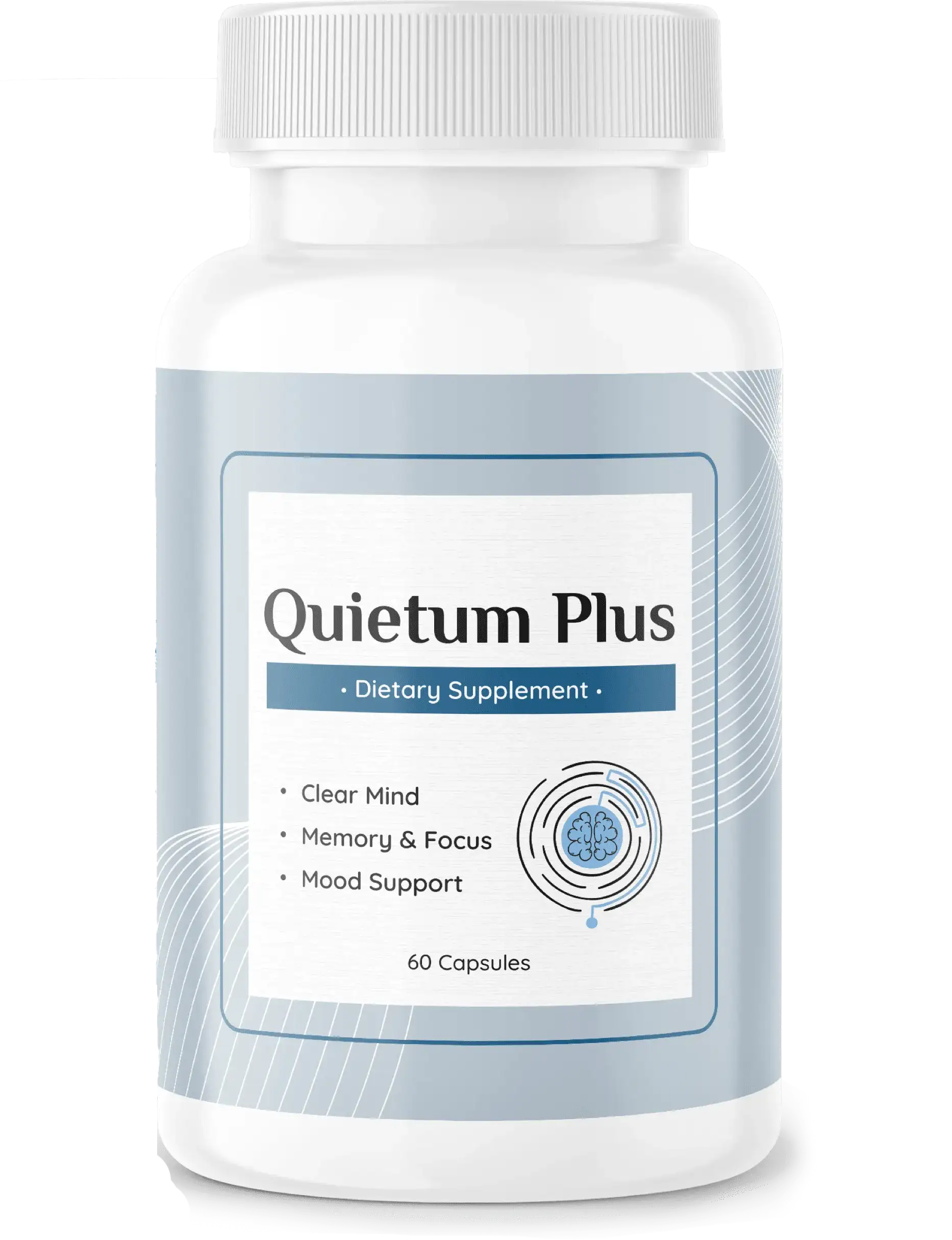 One bottle of Quietum Plus dietary supplement designed to support brain health, memory, focus, and overall hearing wellness